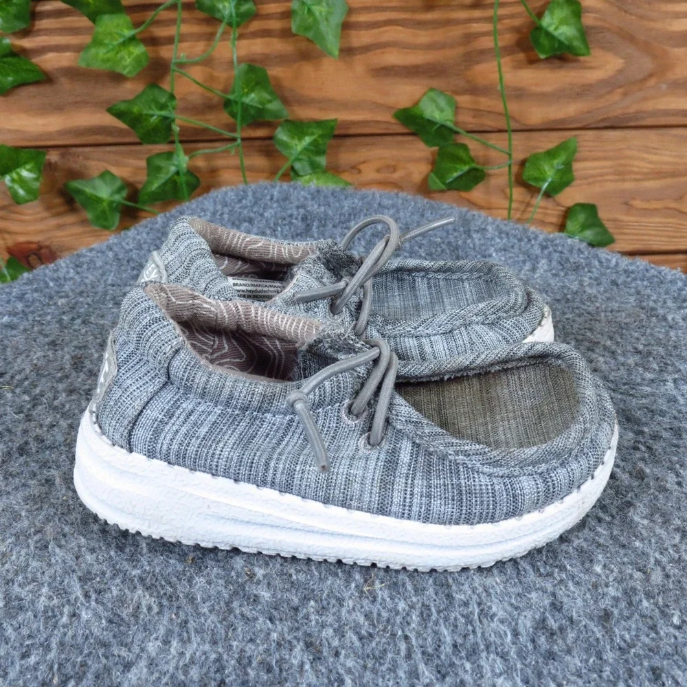 Hey Dude Wally Toddler Shoes Size 5 Casual Slip On Loafers Gray Textile‎